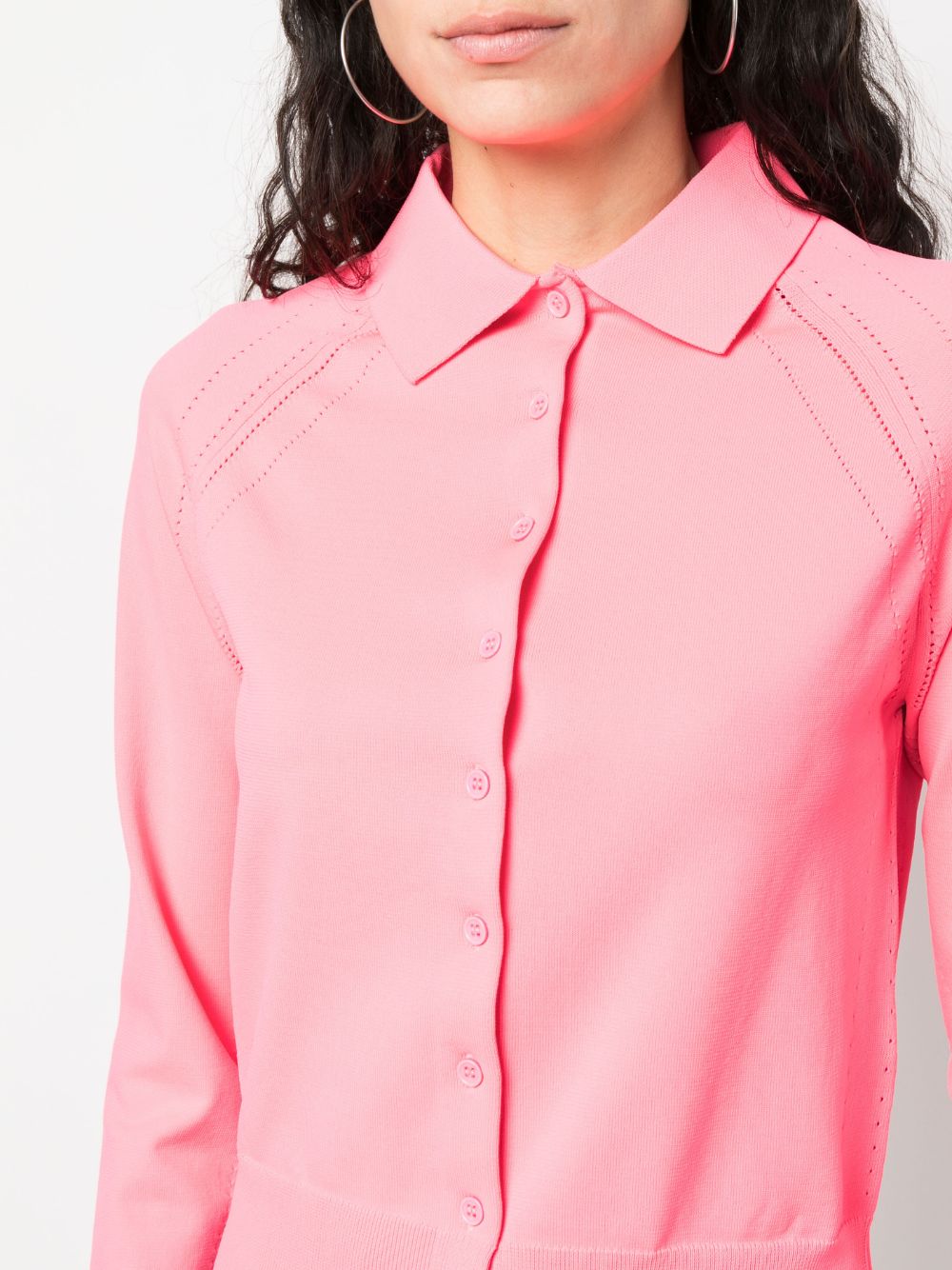 Shop Molly Goddard Pointelle-knit Cropped Cardigan In Neon Pink