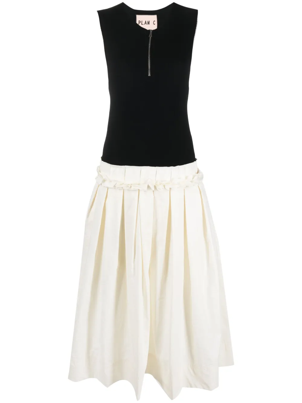 two-tone box-pleat dress