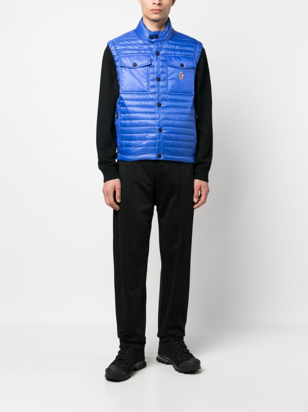 Shop Moncler Logo-patch Quilted Gilet In Blau