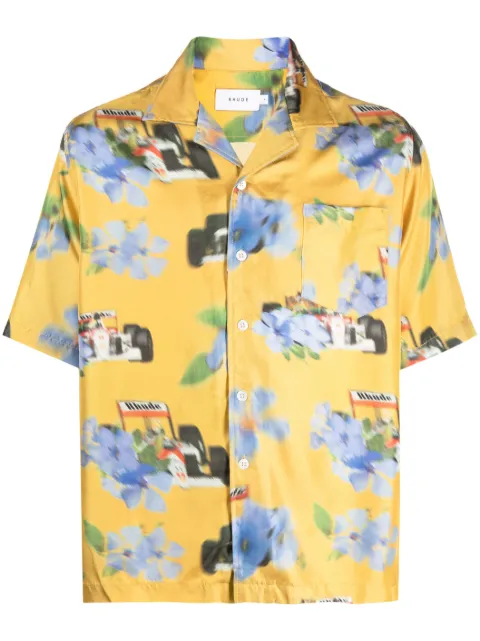 RHUDE floral-print silk shirt