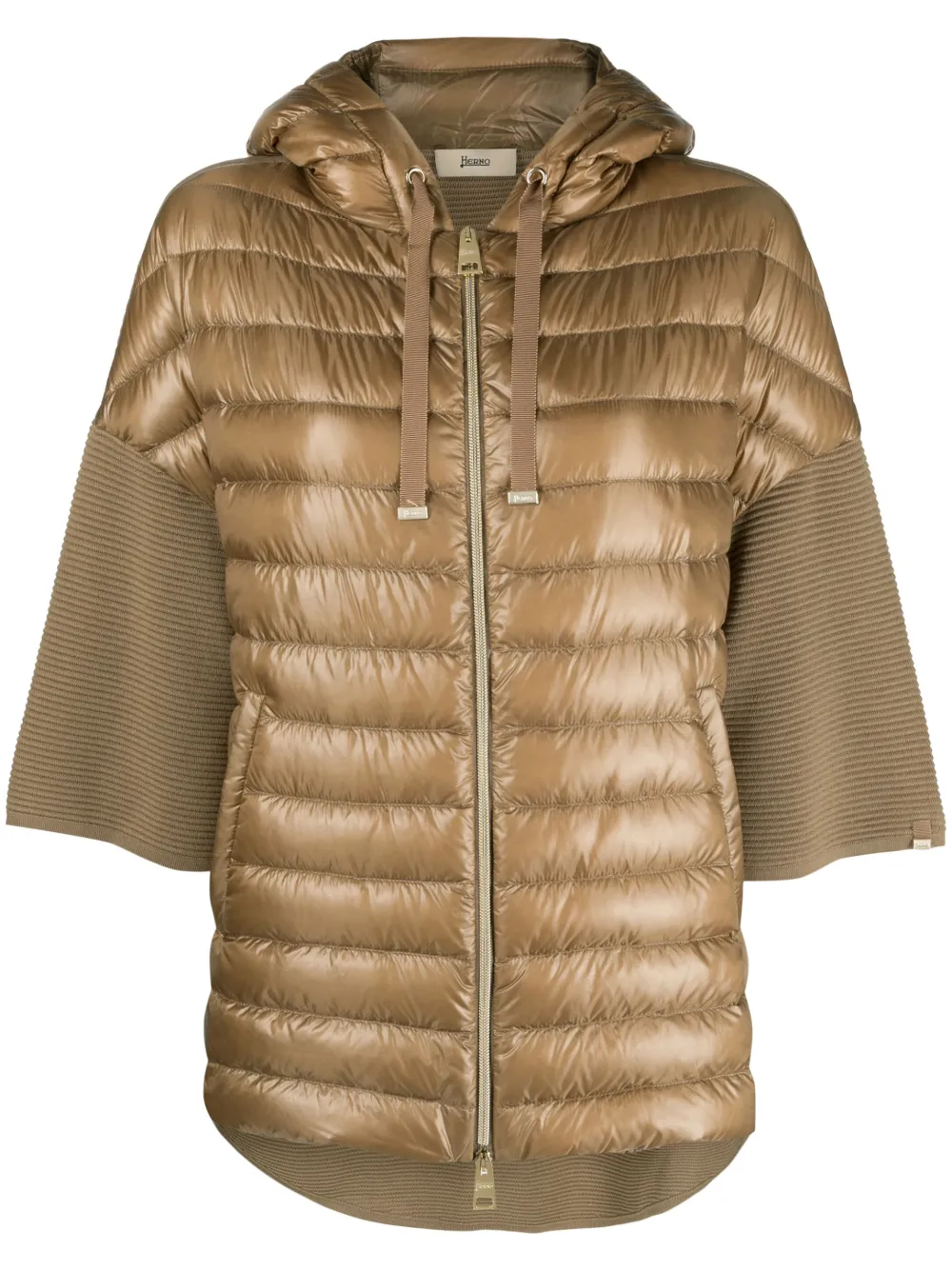 Herno panelled hooded down jacket - Brown