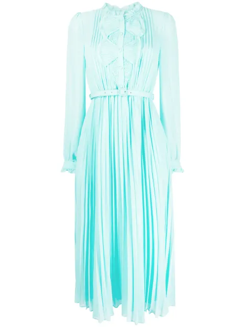 pleated midi dress
