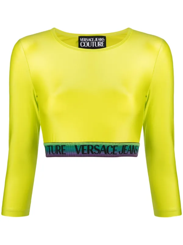 Versace Jeans Couture logo-trim Detail Top Green FARFETCH ID