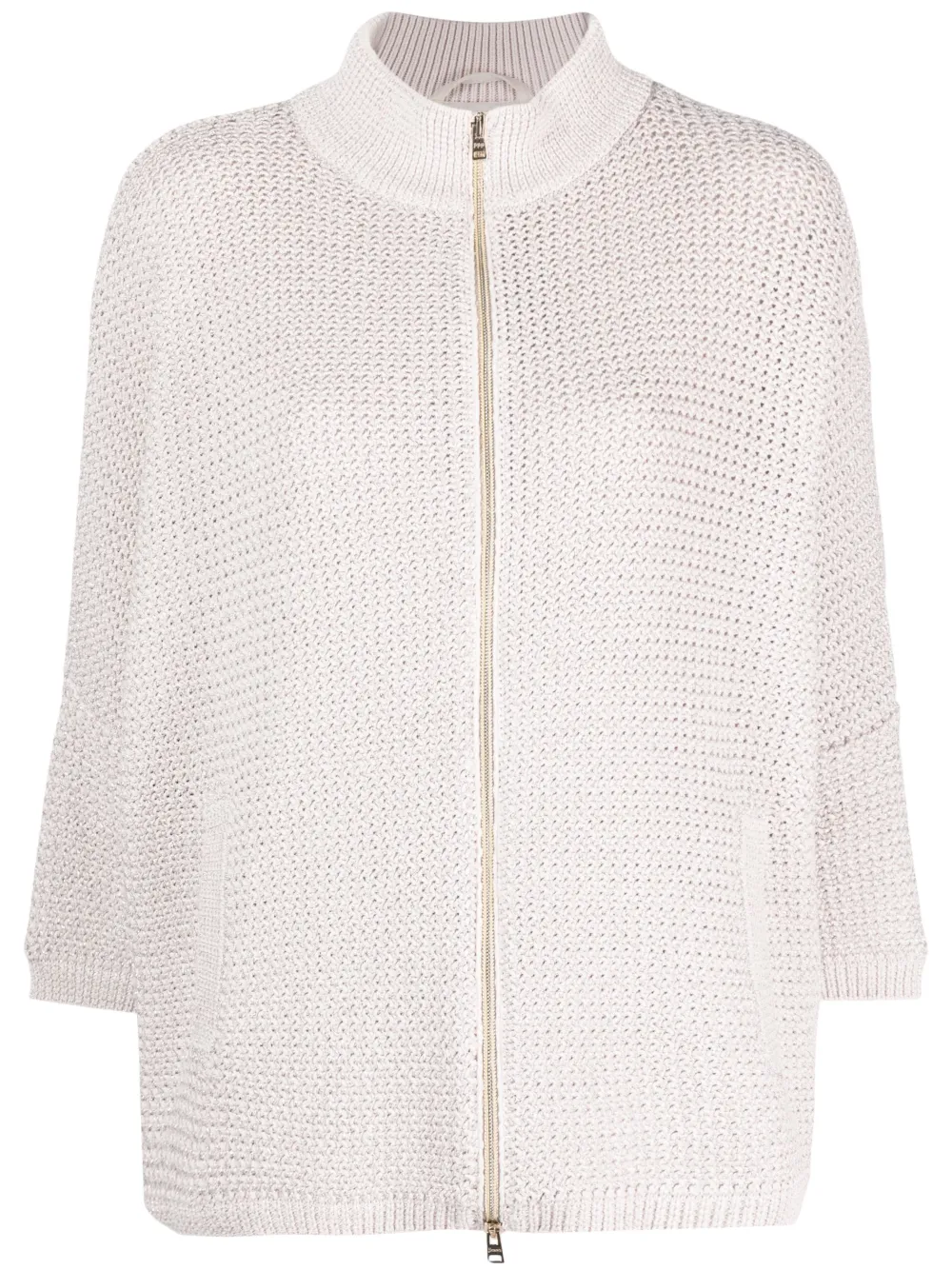 Herno High-neck Knitted Cardigan In Pink