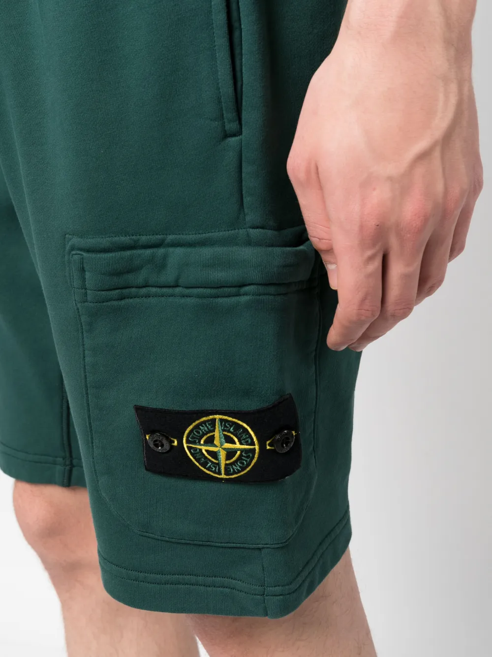 Stone Island Logo-patch Track Shorts In Grün