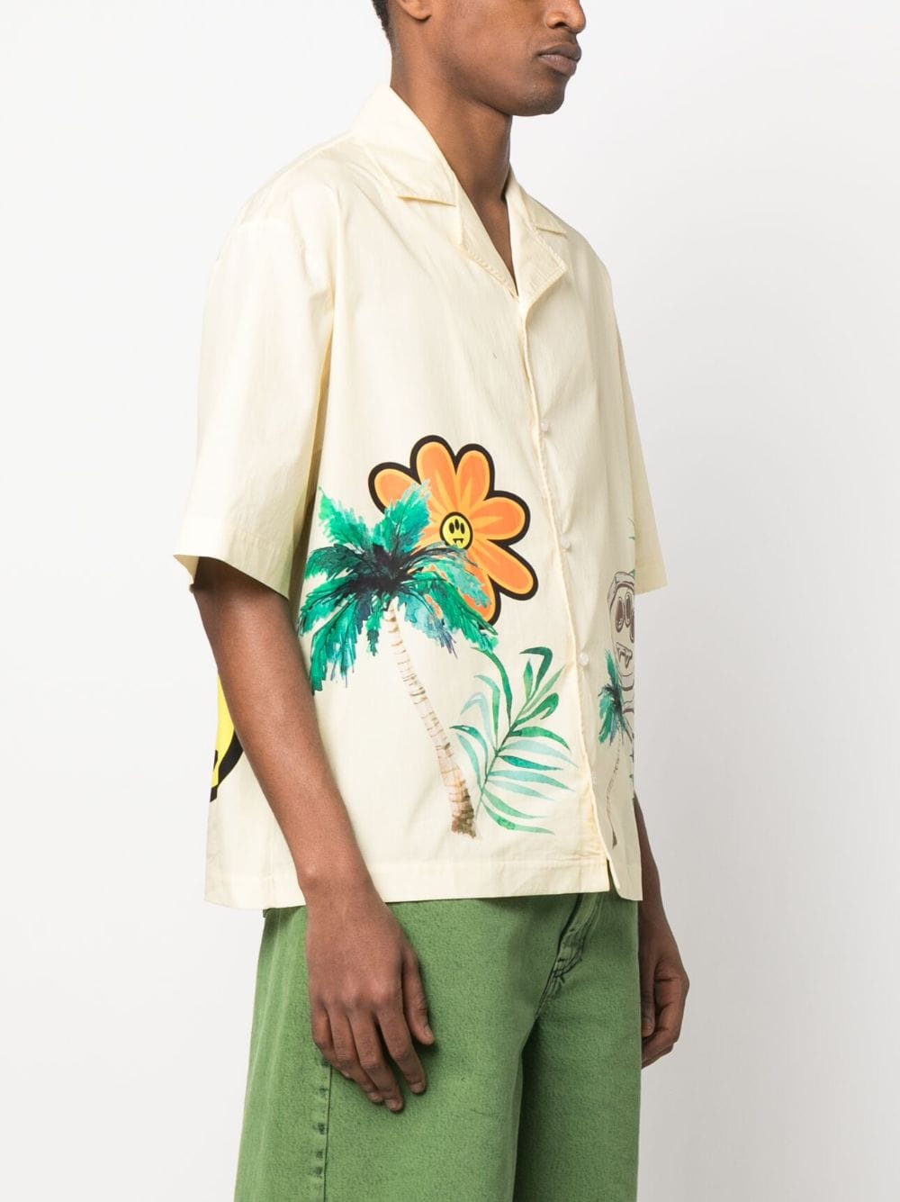 Shop Barrow Palm-tree Short-sleeved Shirt In Nude