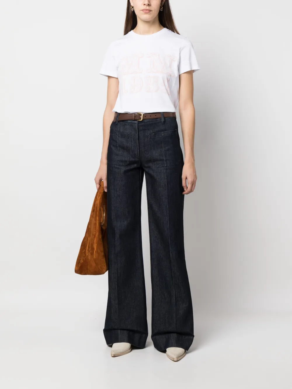 Max Mara T-shirt met logoprint Wit