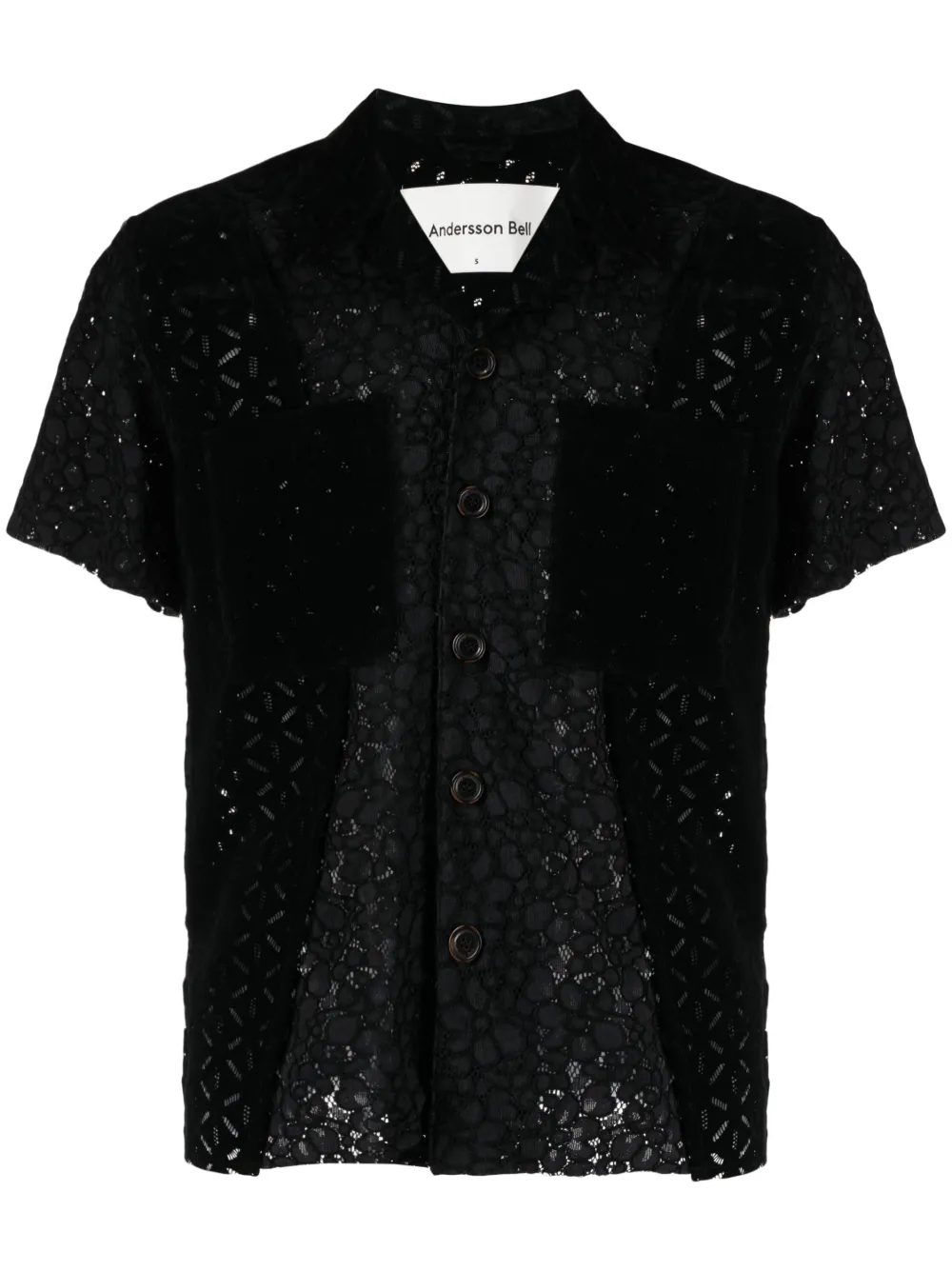 Andersson Bell short-sleeve lace shirt - Black