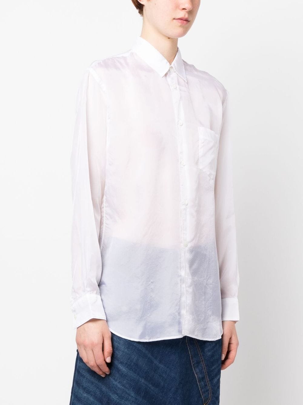 Shop Comme Des Garçons Shirt Long-sleeve Cotton Shirt In White