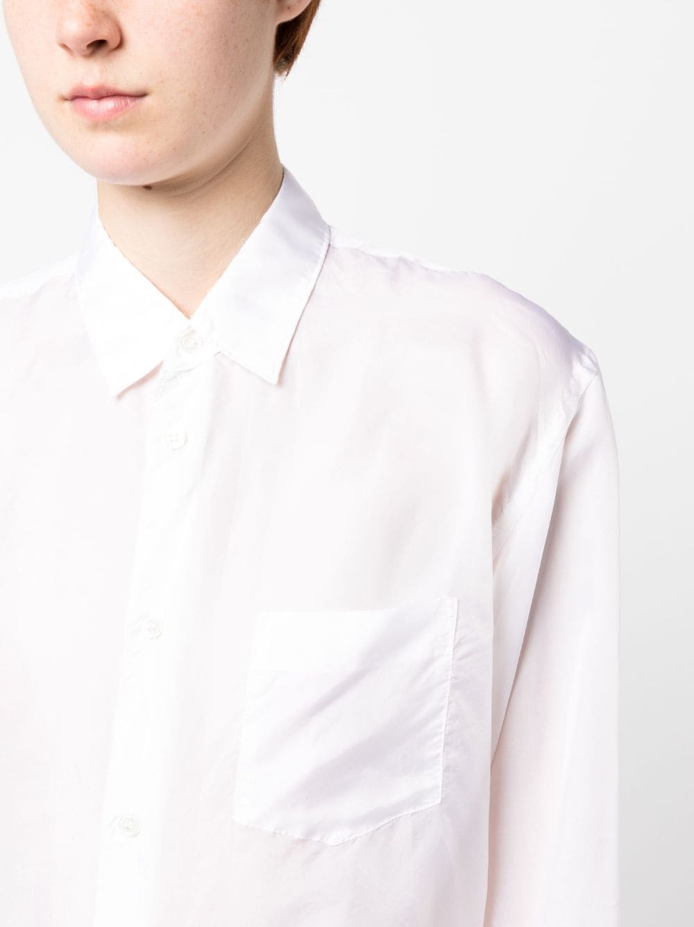Shop Comme Des Garçons Shirt Long-sleeve Cotton Shirt In White