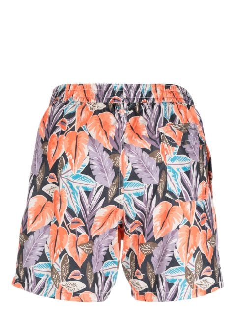 leaf-print drawstring shorts