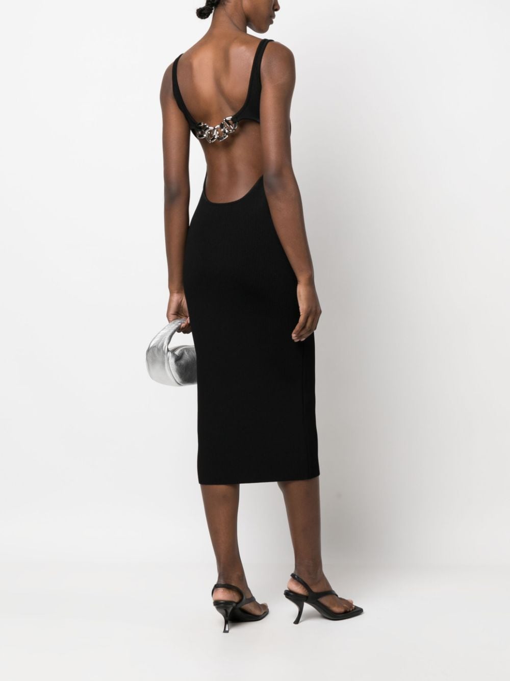 Shop Gcds Chain-detail Backless Knit Dress In Black
