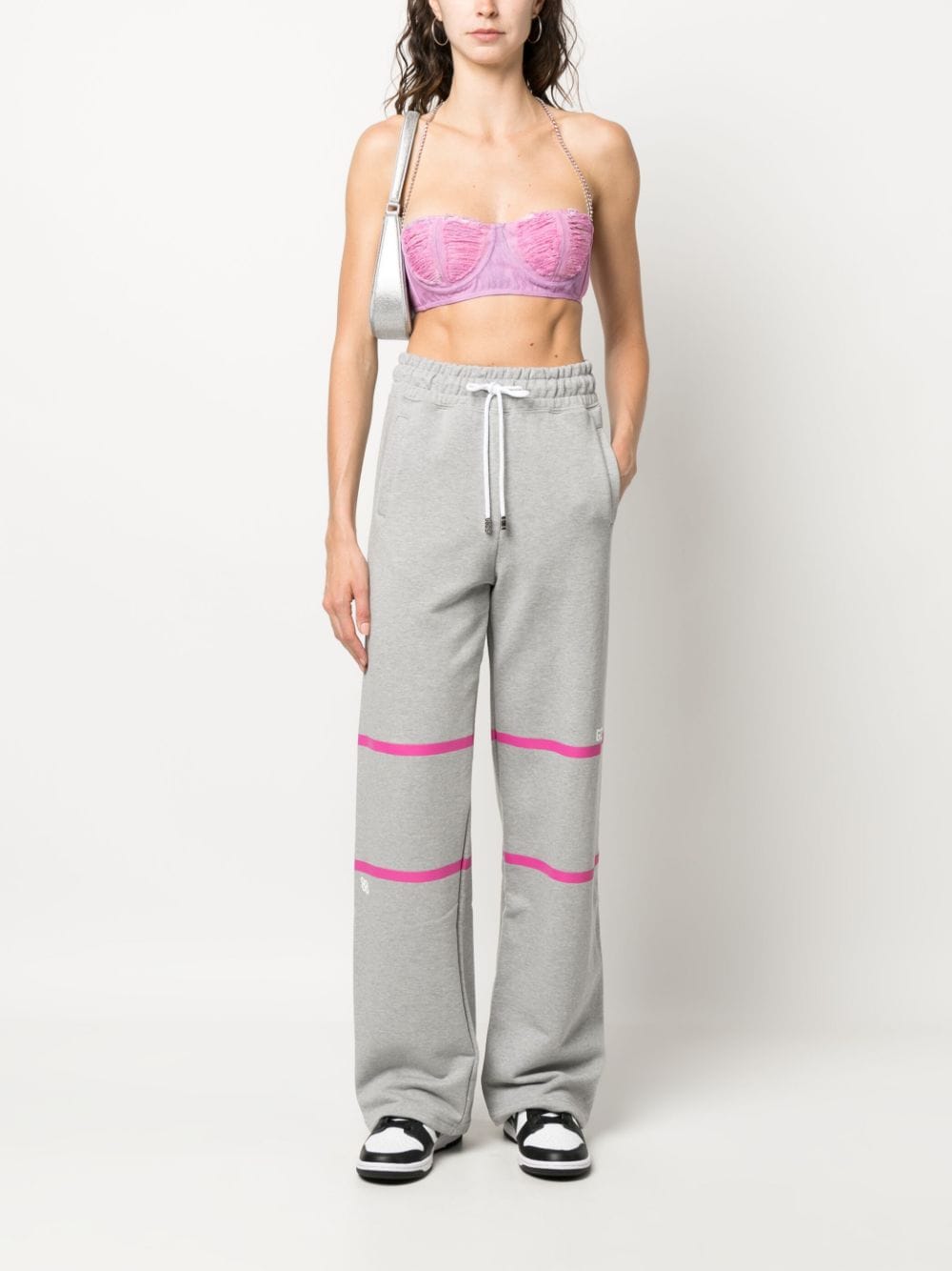 Shop Gcds Logo-print Drawstring-waistband Track Pants In Grey