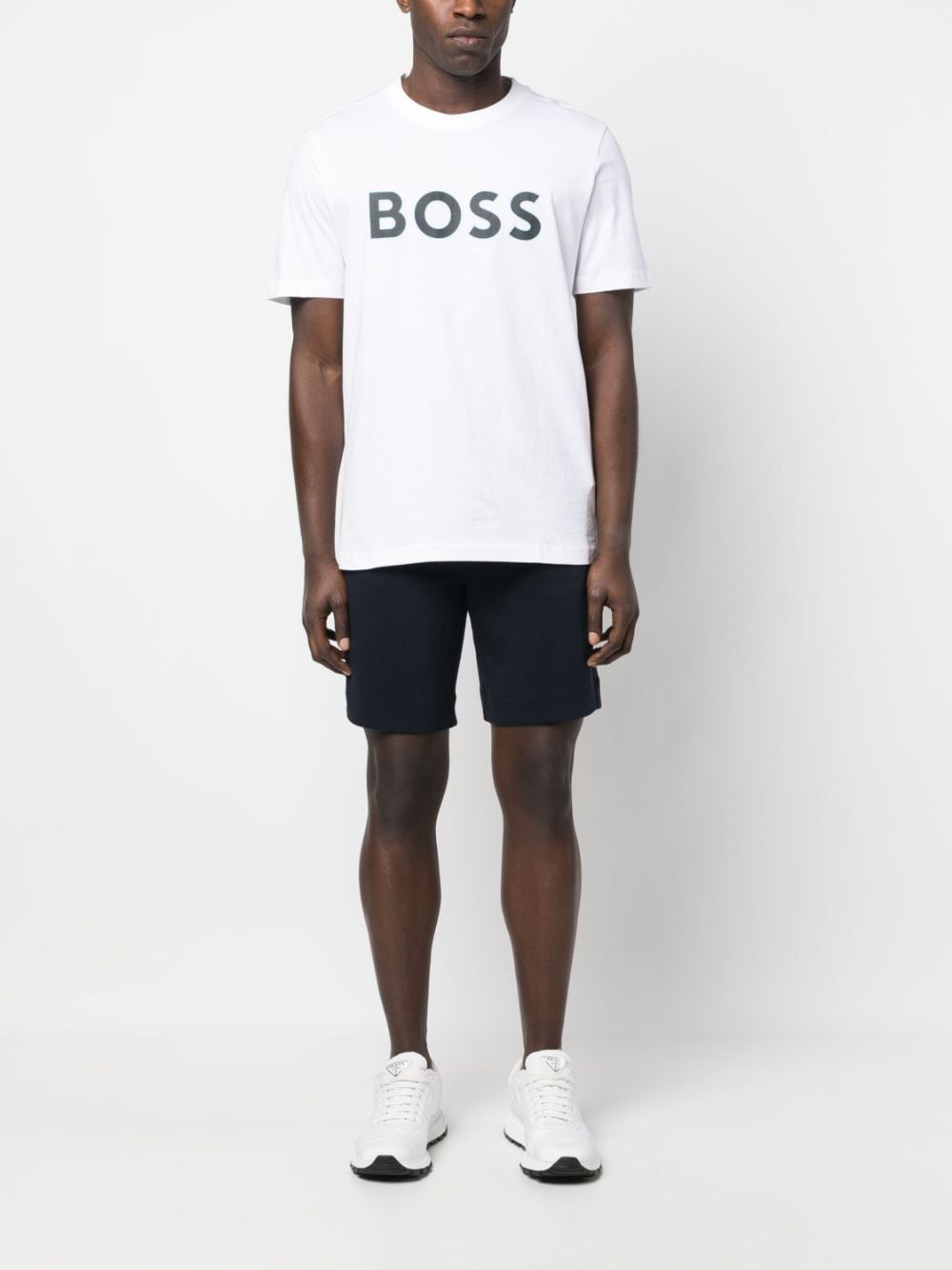 BOSS T-shirt met logoprint - Wit