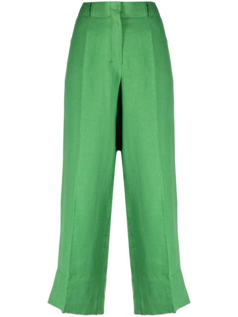 'S Max Mara washed linen cropped trousers Women