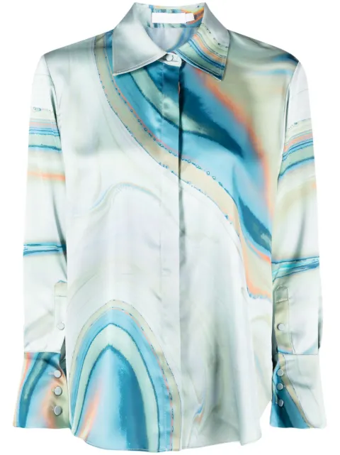 Simkhai Elika marble-print shirt