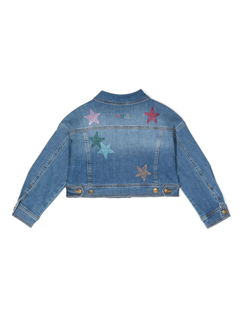 Monnalisa Spijkerjack verfraaid met ster - Blauw