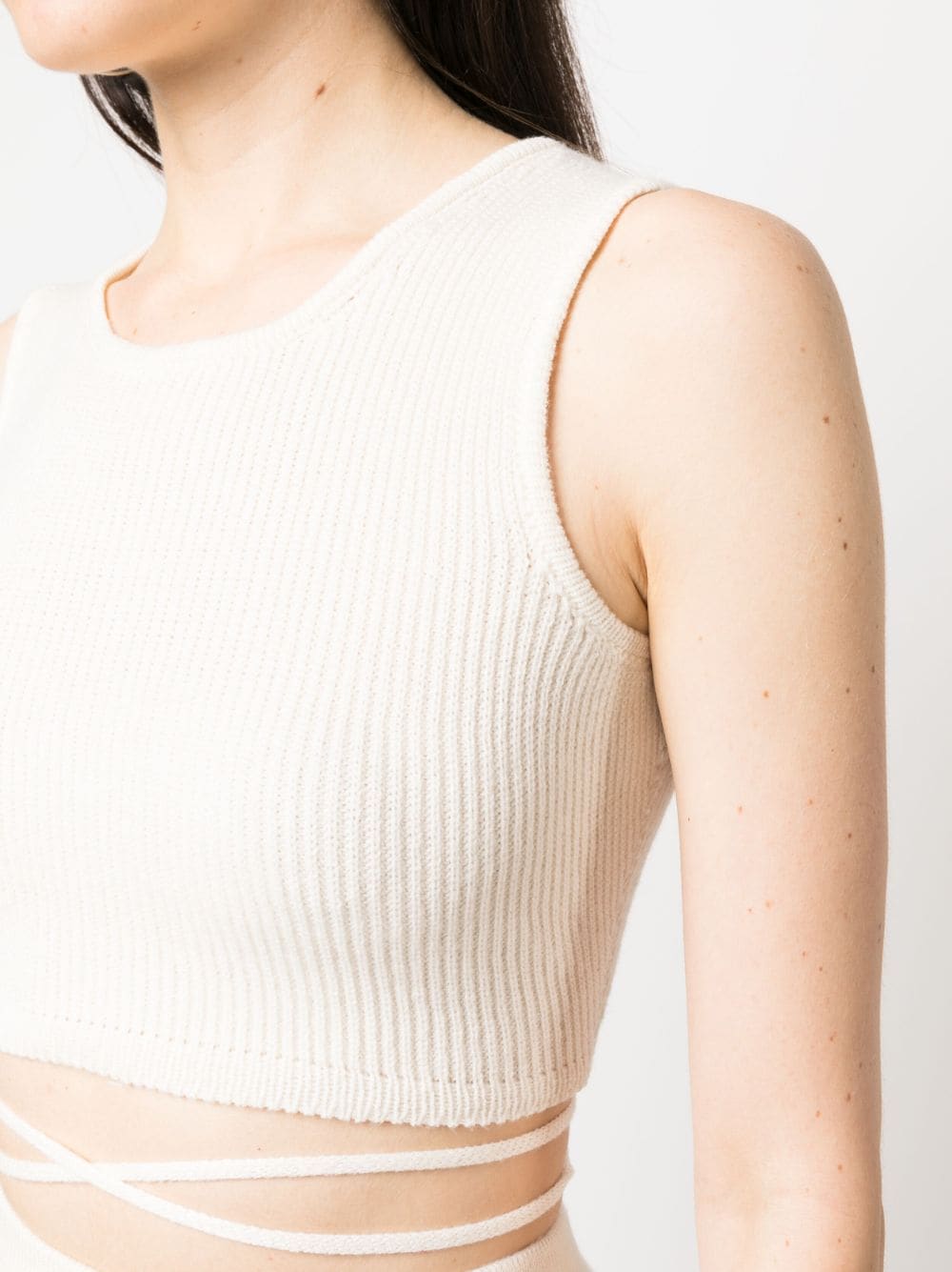 Shop A Paper Kid Ribbed-knit Cropped Top In Neutrals