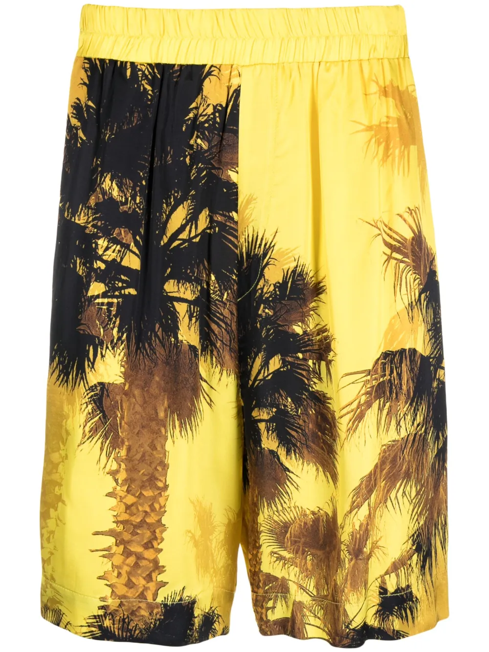 Laneus All-over Palm-tree Print Shirts In Gelb