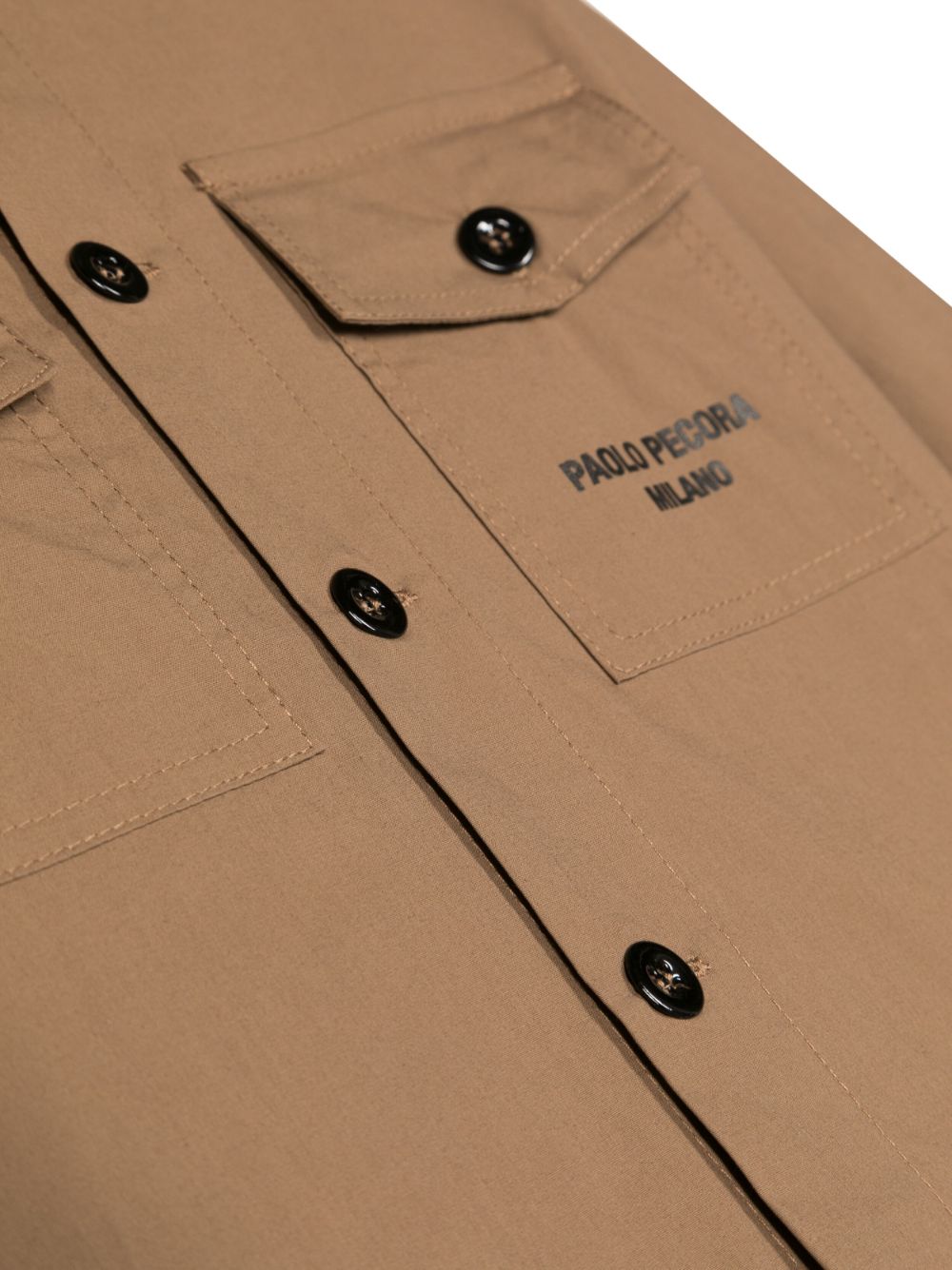 Shop Paolo Pecora Logo-print Long-sleeve Shirt In Braun
