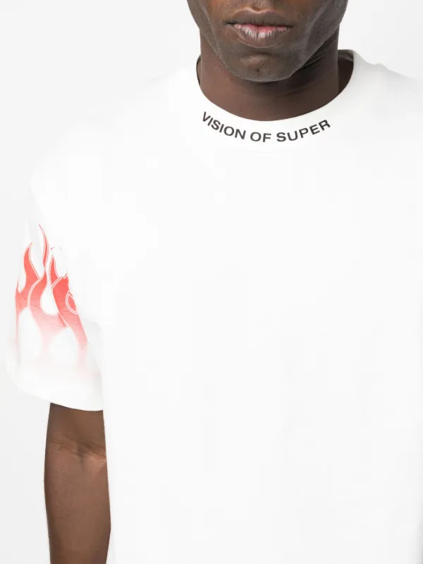 Vision Of Super flame-print Cotton T-shirt | White | FARFETCH