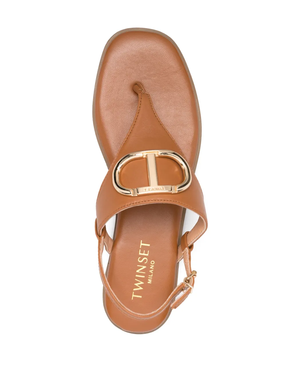 Twinset Sandalen Mit Logo-gravur In Brown