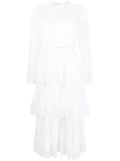 Self-Portrait chiffon tiered midi dress - White