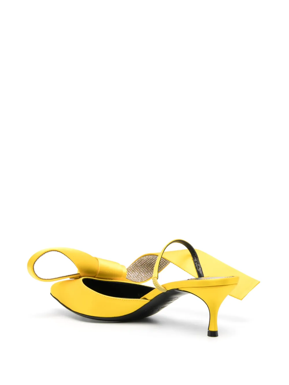 Shop Sergio Rossi 60mm Oversize-bow Leather Mules In Yellow