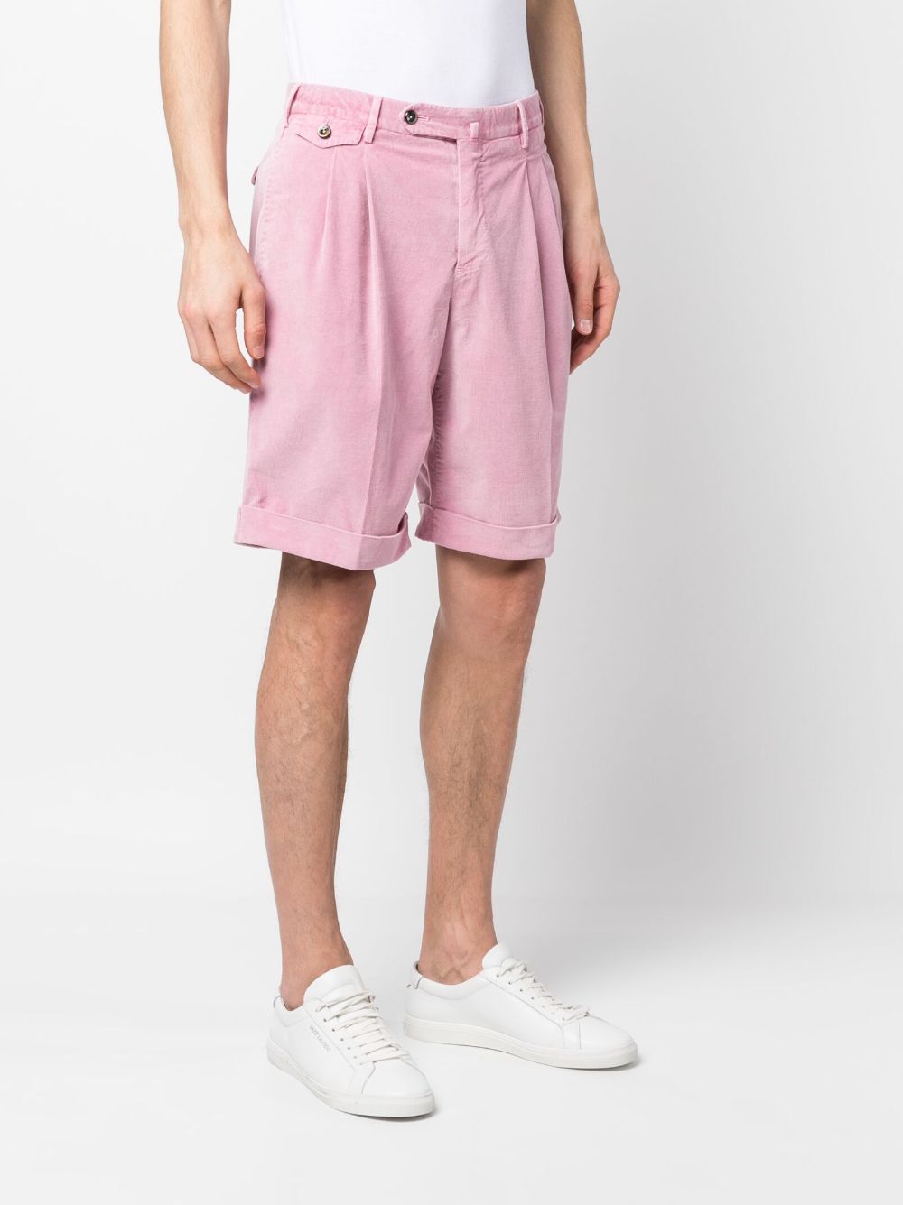 Shop Pt Torino Off-centre Button-fastening Bermuda Shorts In Pink