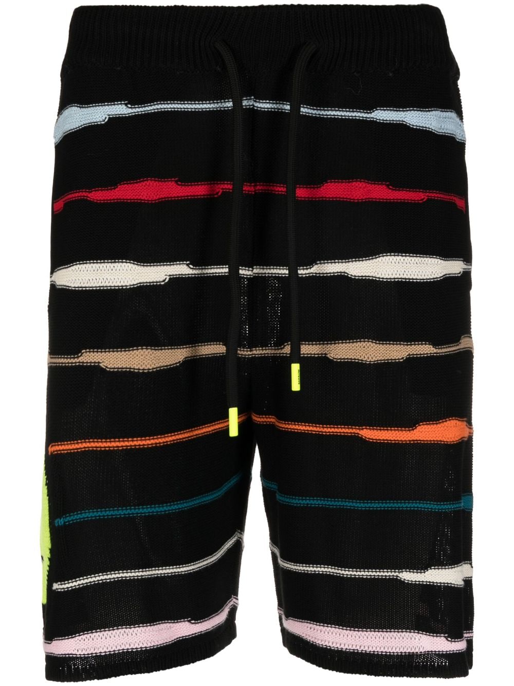 Barrow Intarsia-knit Logo Striped Shorts In Black