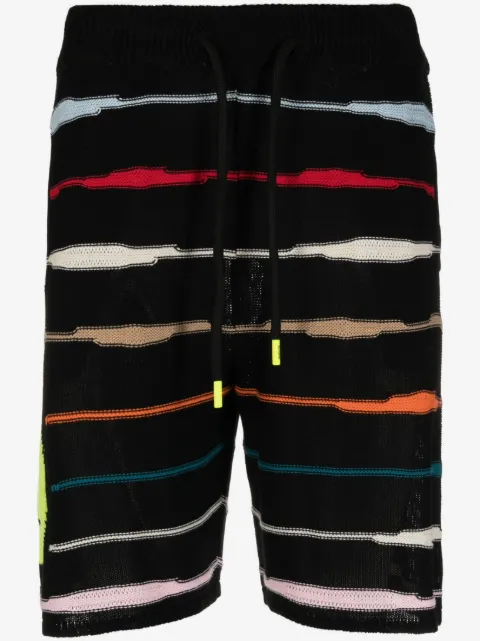BARROW intarsia-knit logo striped shorts