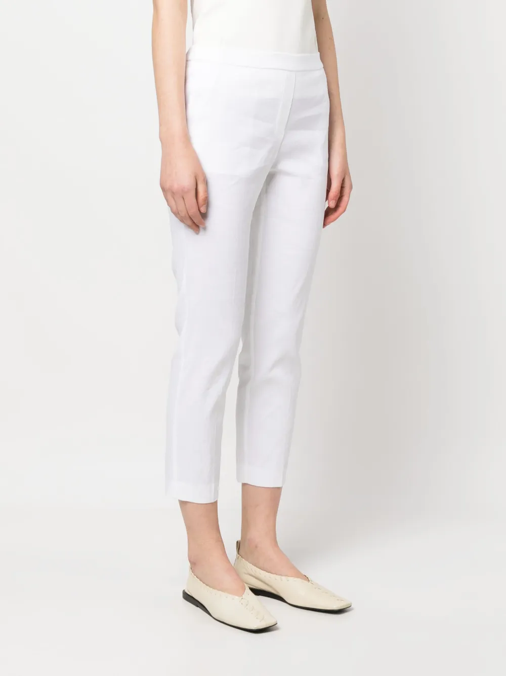Theory Cropped Slim-fit Trousers In White