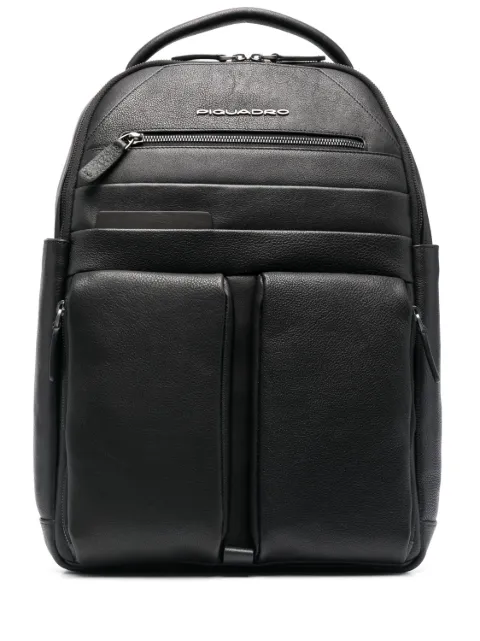 PIQUADRO logo-plaque leather backpack