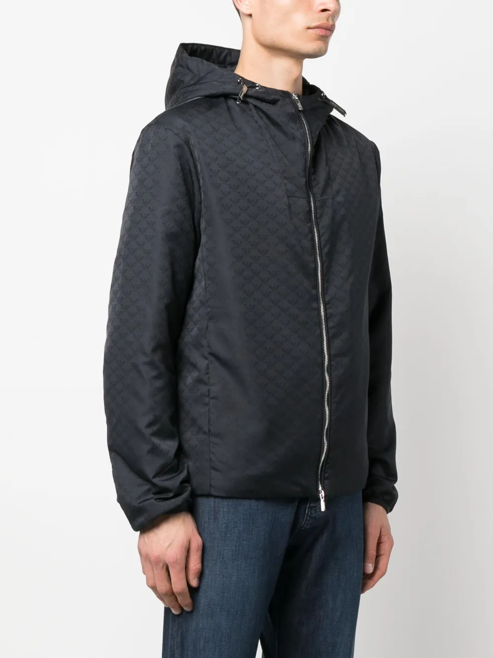 Emporio Armani monogram-pattern hooded jacket Men