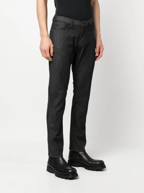 Emporio Armani mid rise slim fit Jeans Black FARFETCH AE