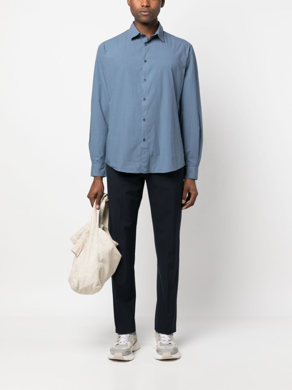 Shop Sunspel Plain Cotton Shirt In Blue