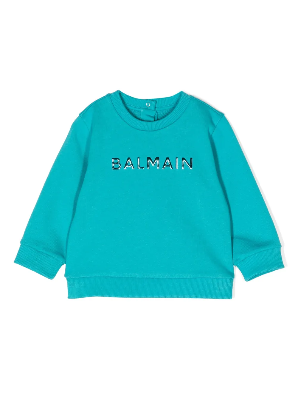 Balmain Appliqué Logo Sweatshirt In Grün