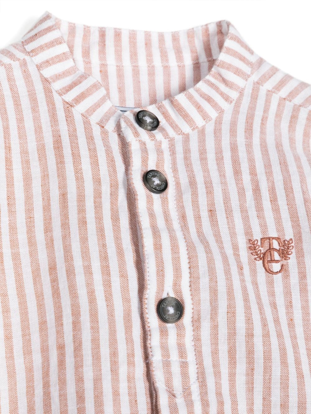 Shop Tartine Et Chocolat Stripe-print Cotton-linen Shirt In Braun