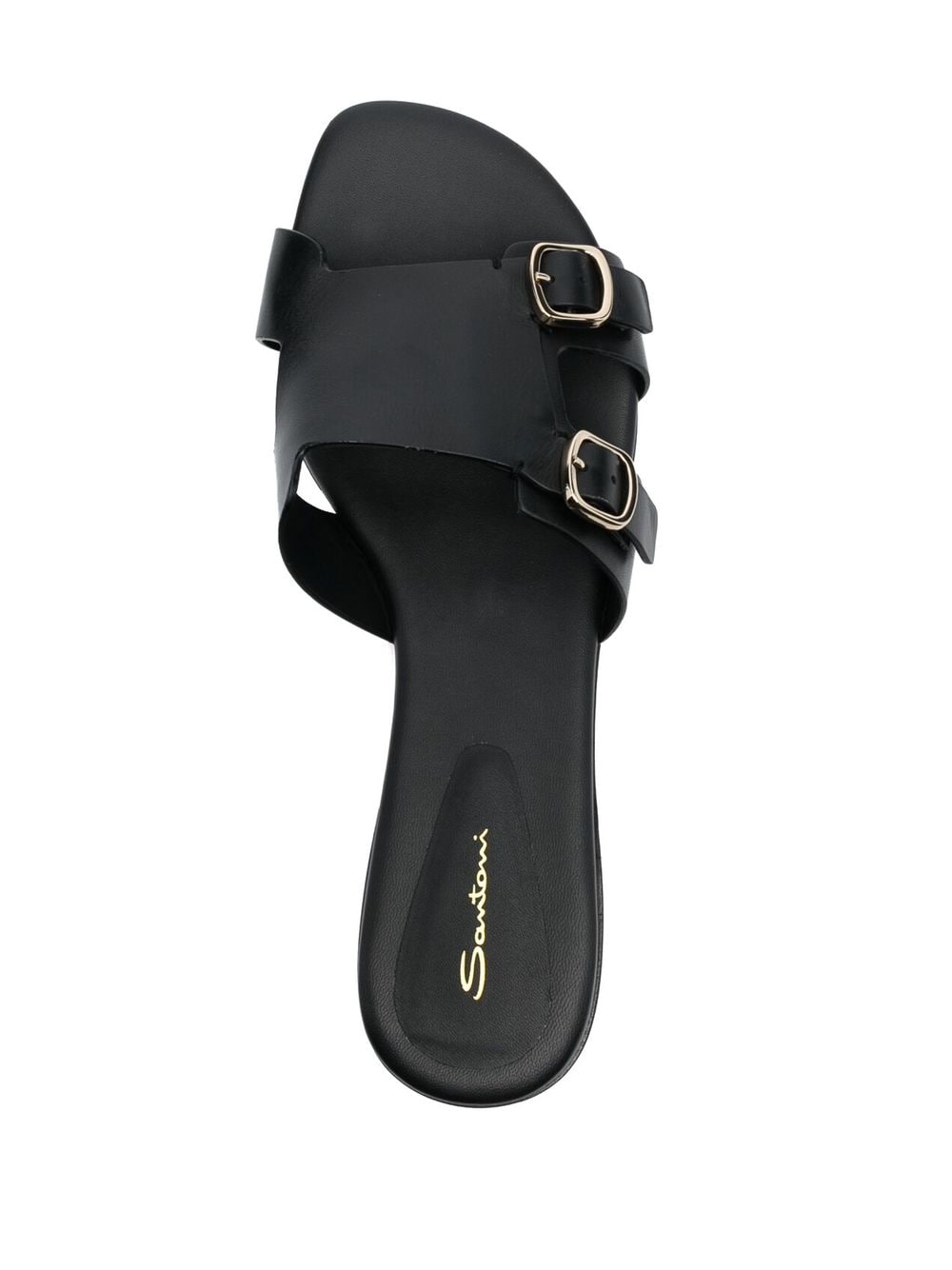 Shop Santoni Double-strap Flat Leather Sandals In Schwarz