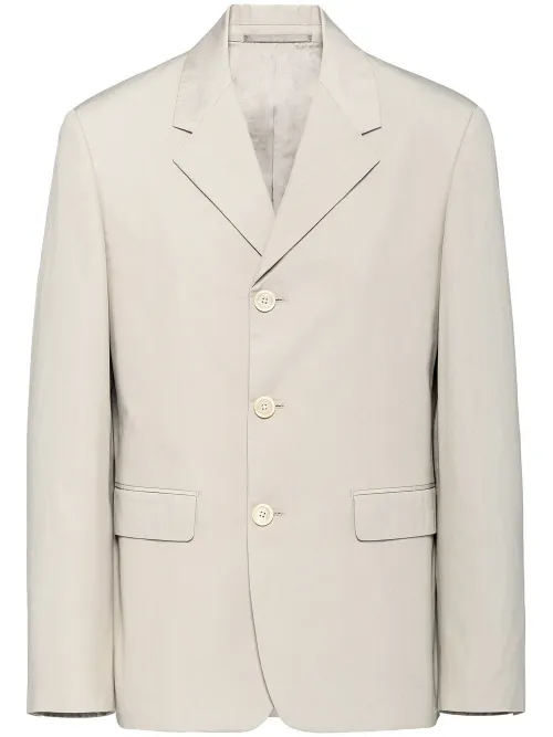 Blazer boutonné à patch logo - Prada - Modalova