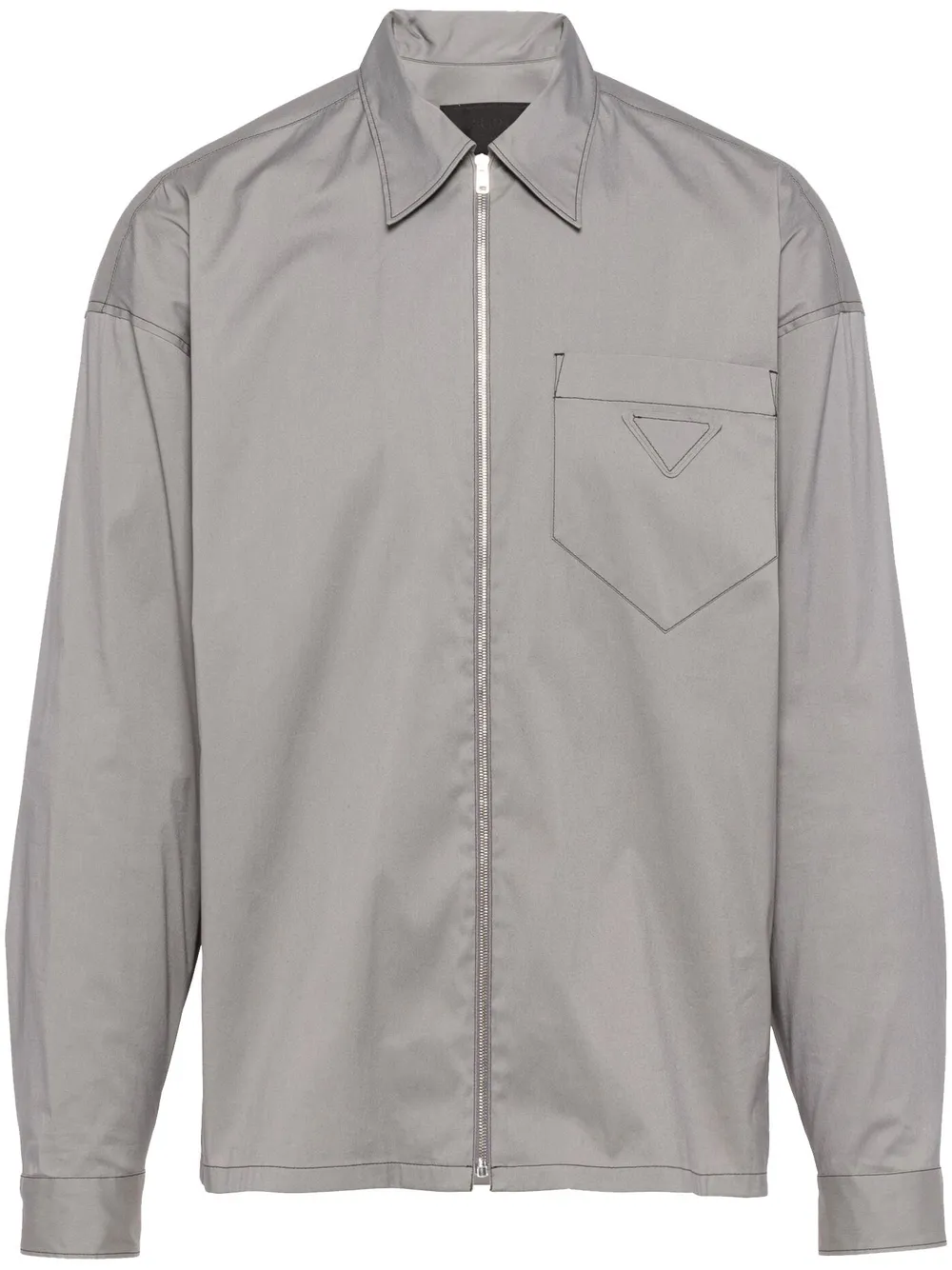 Prada zip-front cotton shirt - Grey