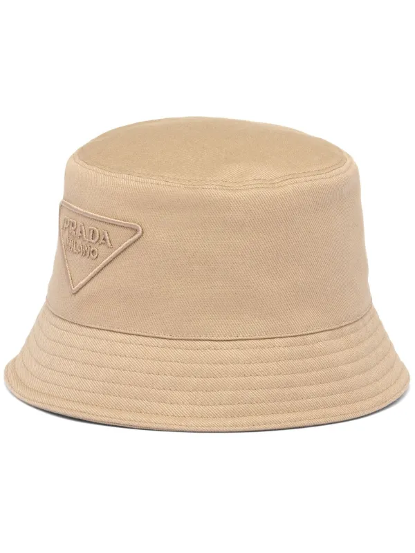 Prada Nylon Logo Bucket Hat In White for Men