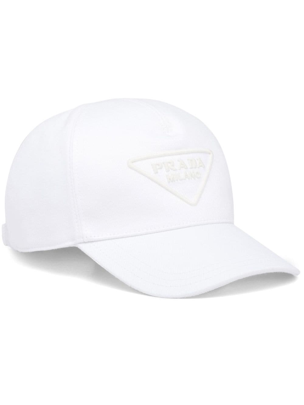 Shop Prada Triangle-logo Denim Baseball Cap In White