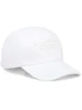 Prada triangle-logo denim baseball cap - White