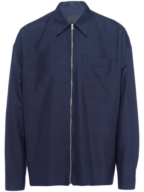 Prada zip-front silk shirt