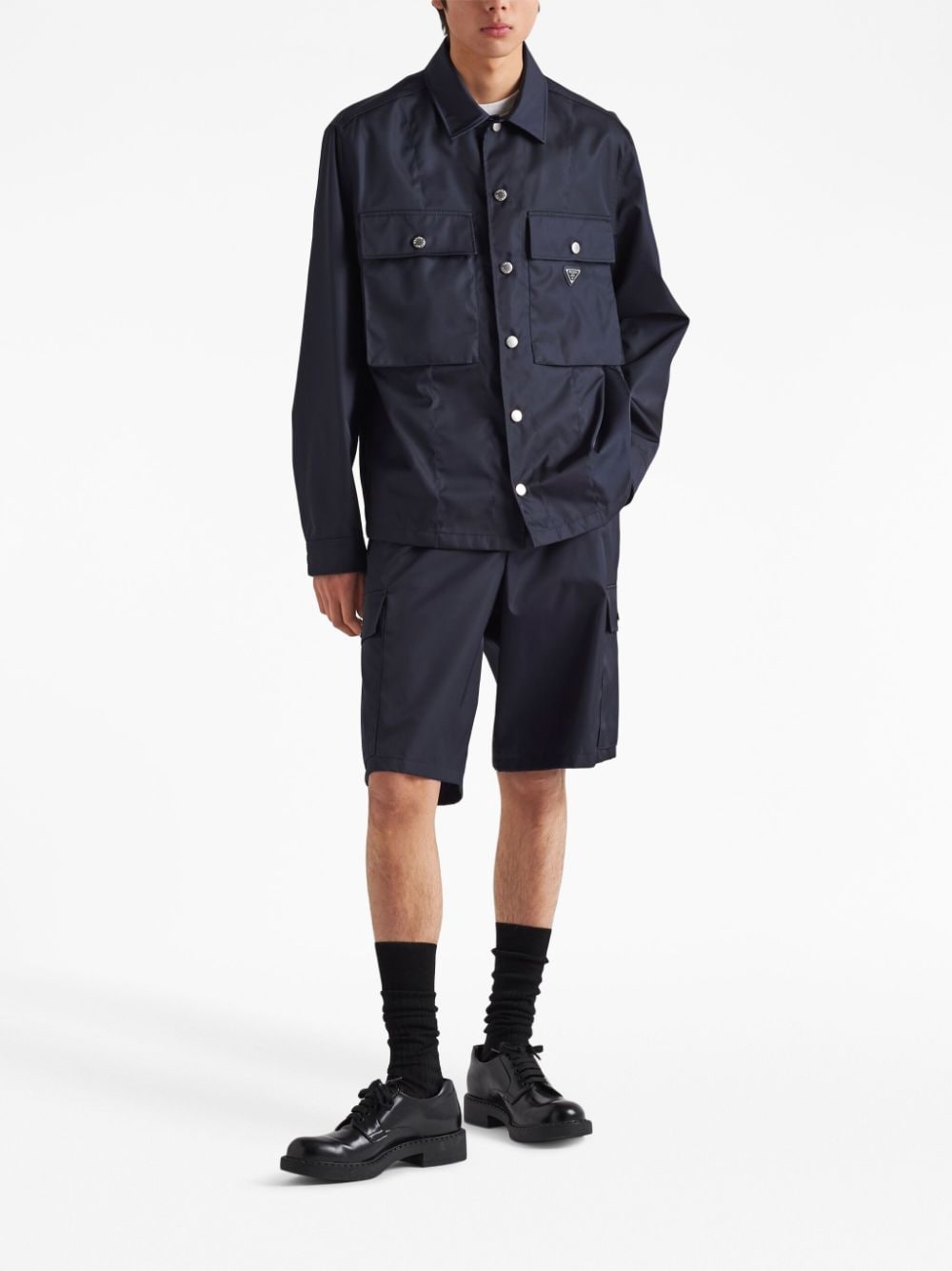 Shop Prada Re-nylon Blouson Jacket In 蓝色