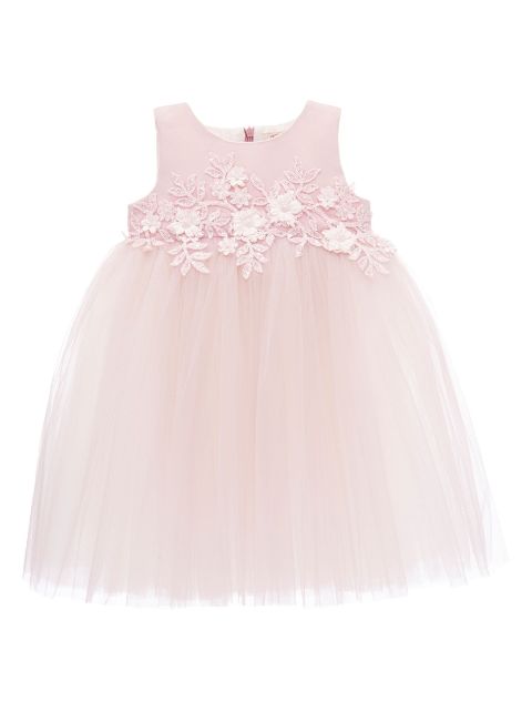 Tulleen floral-appliqué tulle dress