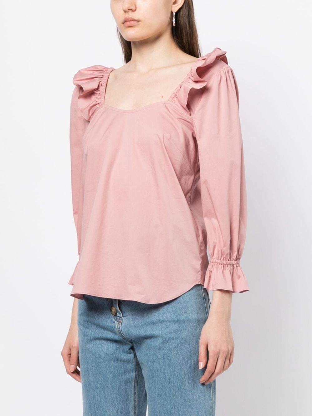 Shop Ps By Paul Smith Ruffle-trim Cotton Blouse In Pink