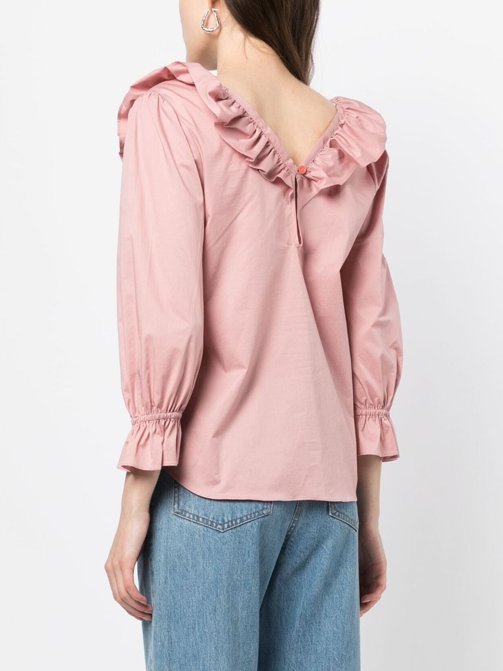 Shop Ps By Paul Smith Ruffle-trim Cotton Blouse In Pink
