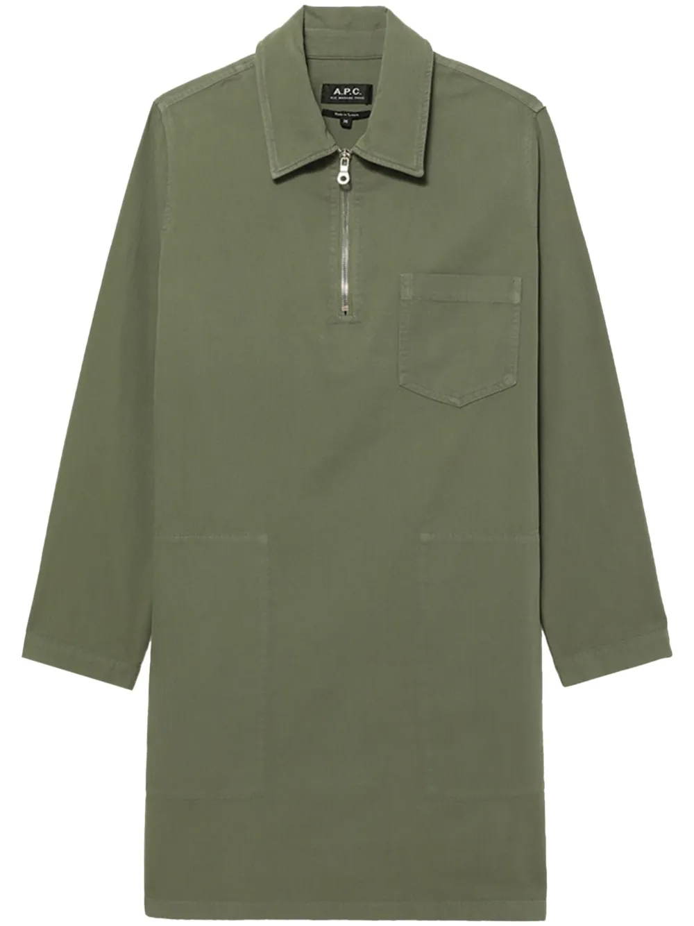 A.p.c. Lauren Herringbone-cotton Mini Dress In Khaki